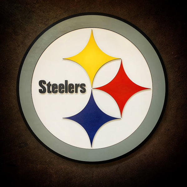 Pittsburgh Steelers Circle State PA and Logo Wood Sign