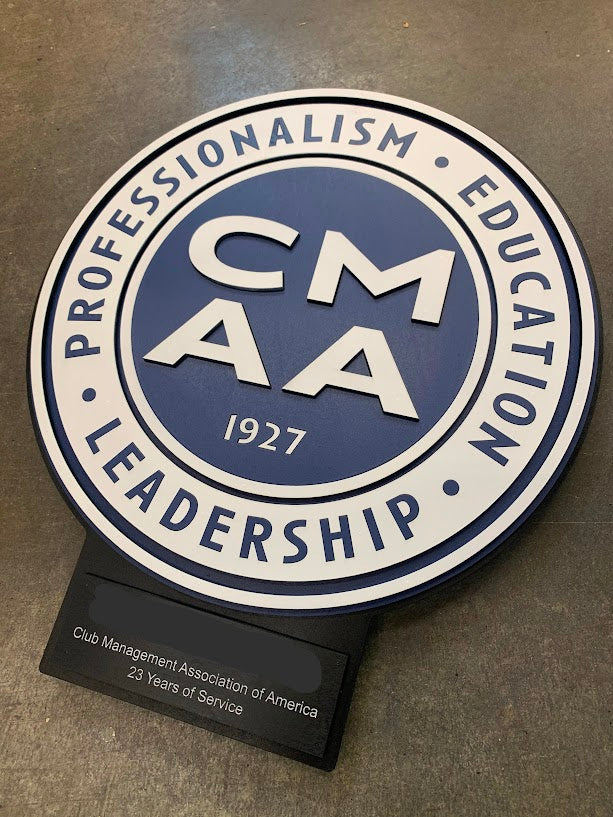 Custom CMAA Wood Logo w/ Engraved Placard